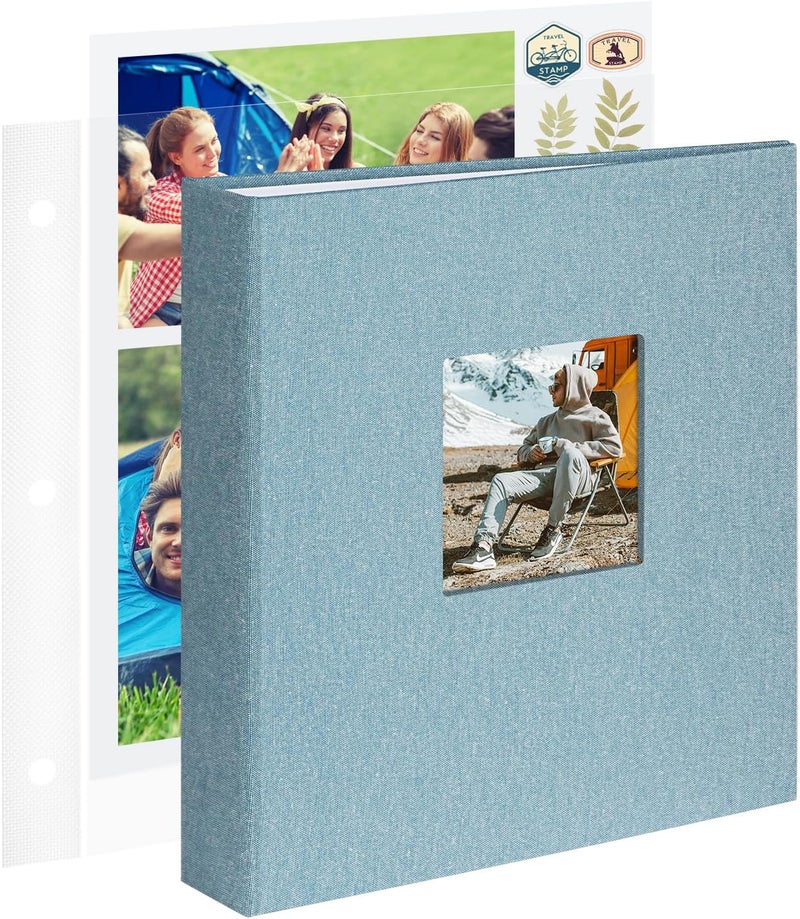 1DOT2 8.5x11 Inch Large 3 Ring DIY Scrapbook Photo Album with 30 Plastic Sleeves 60 Pages Blank Scrapbooks, 8.5 x 11 Scrap Book Albums for Baby Travel Wedding Graduation kids (Cyan Blue) - Image 1